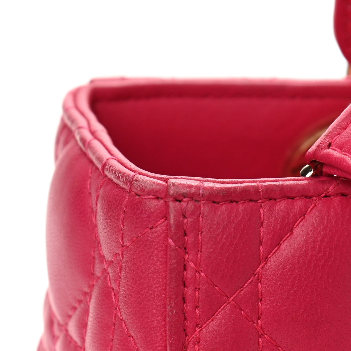 Lambskin Cannage Medium Lady Dior Fuchsia