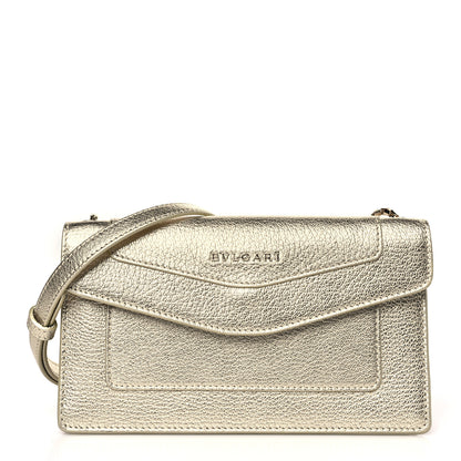 Bulgari Metallic Calfskin Snake Strap Crossbody Flap Clutch Gold 1 of 9