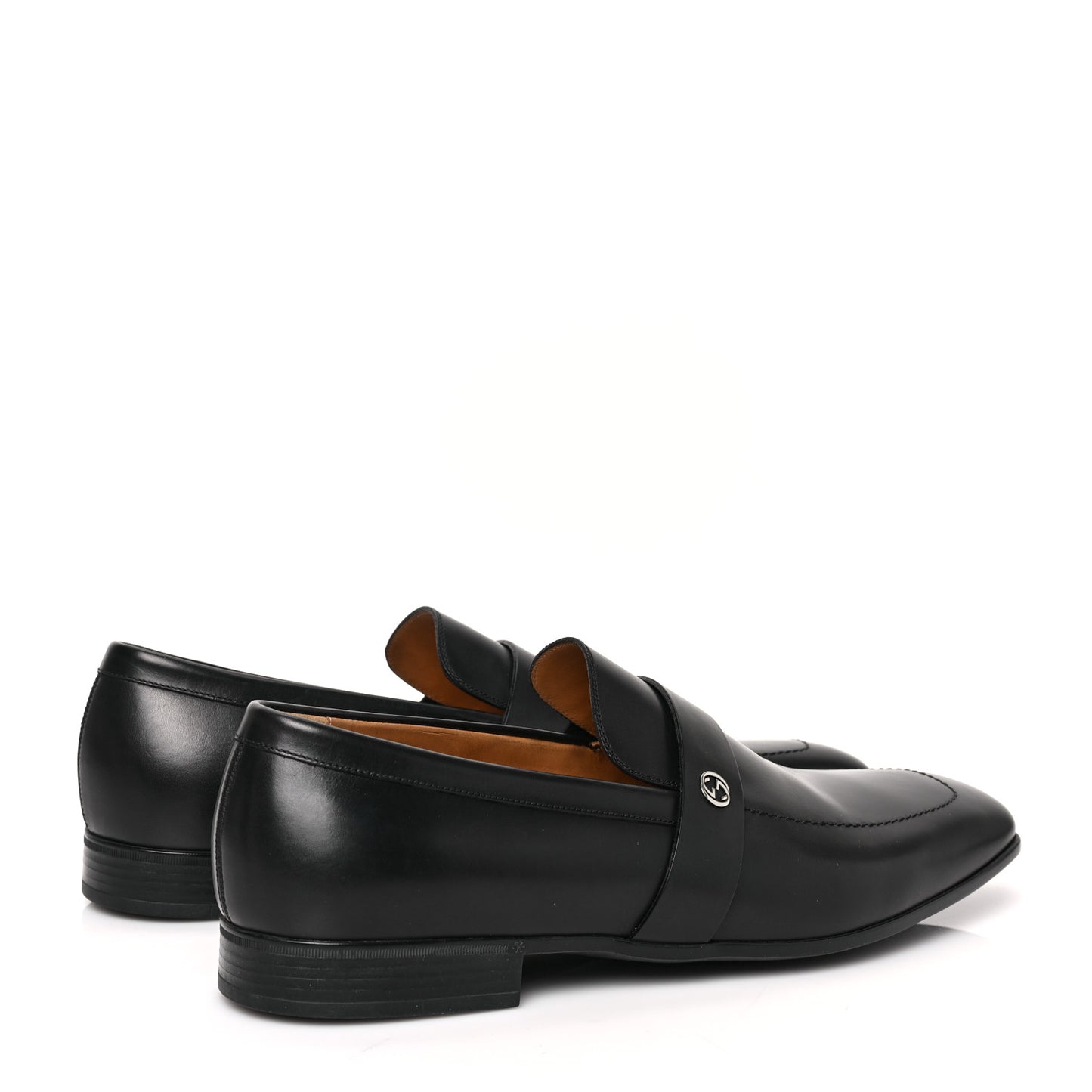 Calfskin Mens Interlocking GG Loafer 10 Black