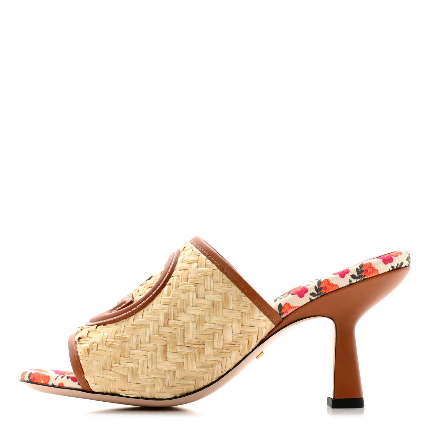 Gucci Raffia Malaga Kid Interlocking G Mabel Sandals 37 Natural 1 of 9
