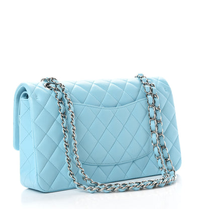Chanel Lambskin Quilted Medium Double Flap Neon Blue 3 of 12