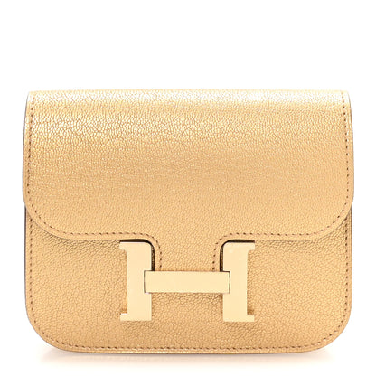Hermes Metallic Chevre Chamkilight Constance Slim Wallet Dore 1 of 9