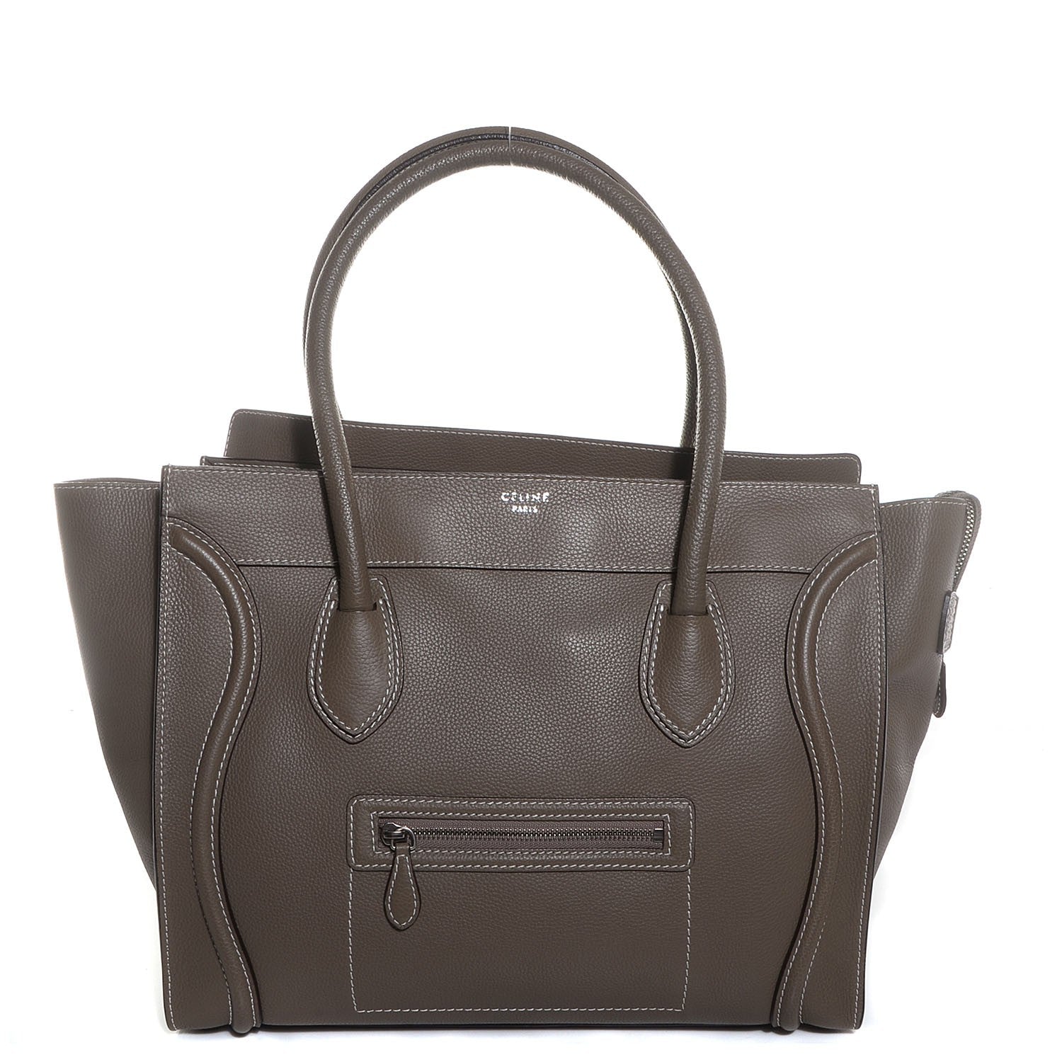 Celine Drummed Calfskin Shoulder Luggage Souris 1 of 10
