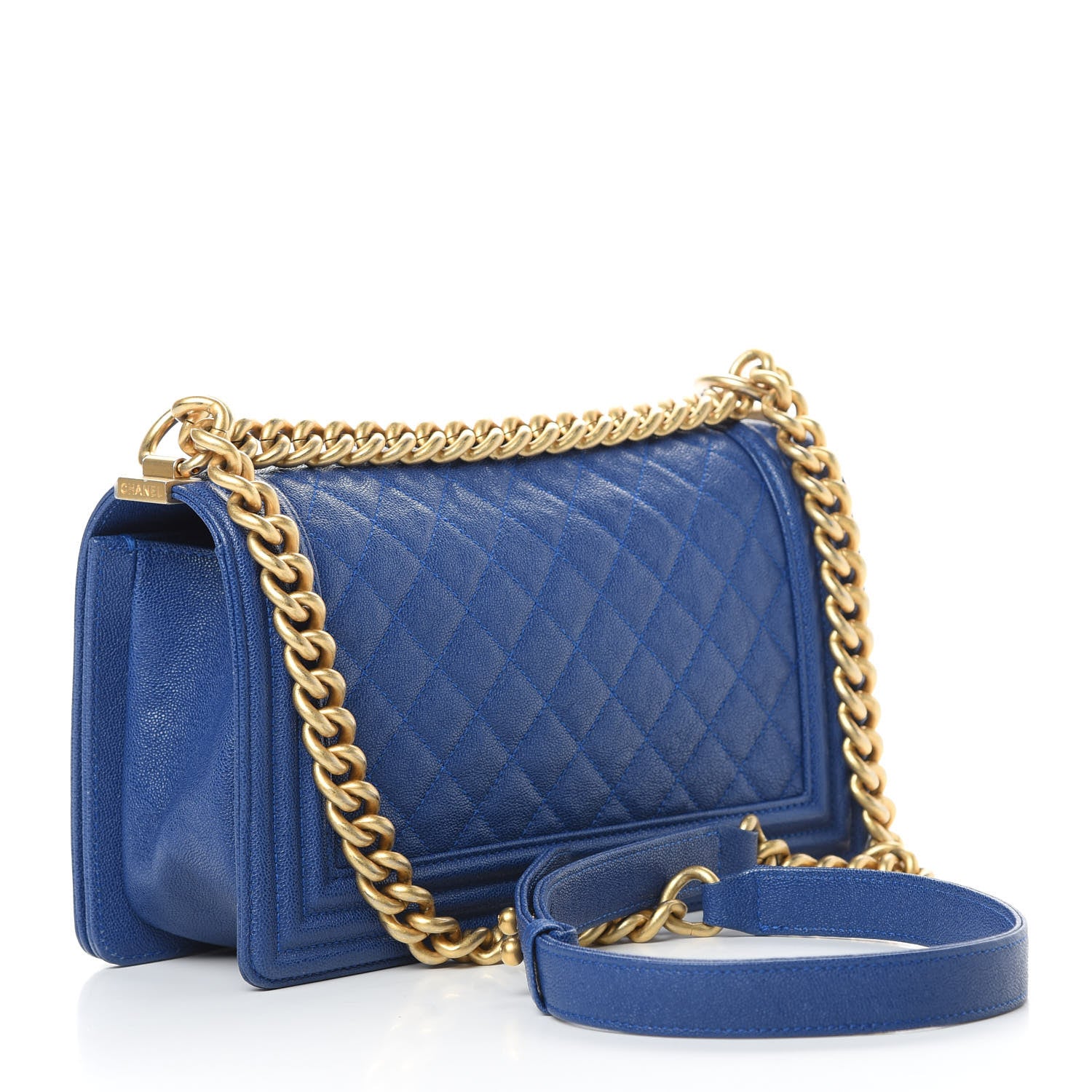 Chanel Caviar Quilted Medium Boy Flap Blue 4 of 14
