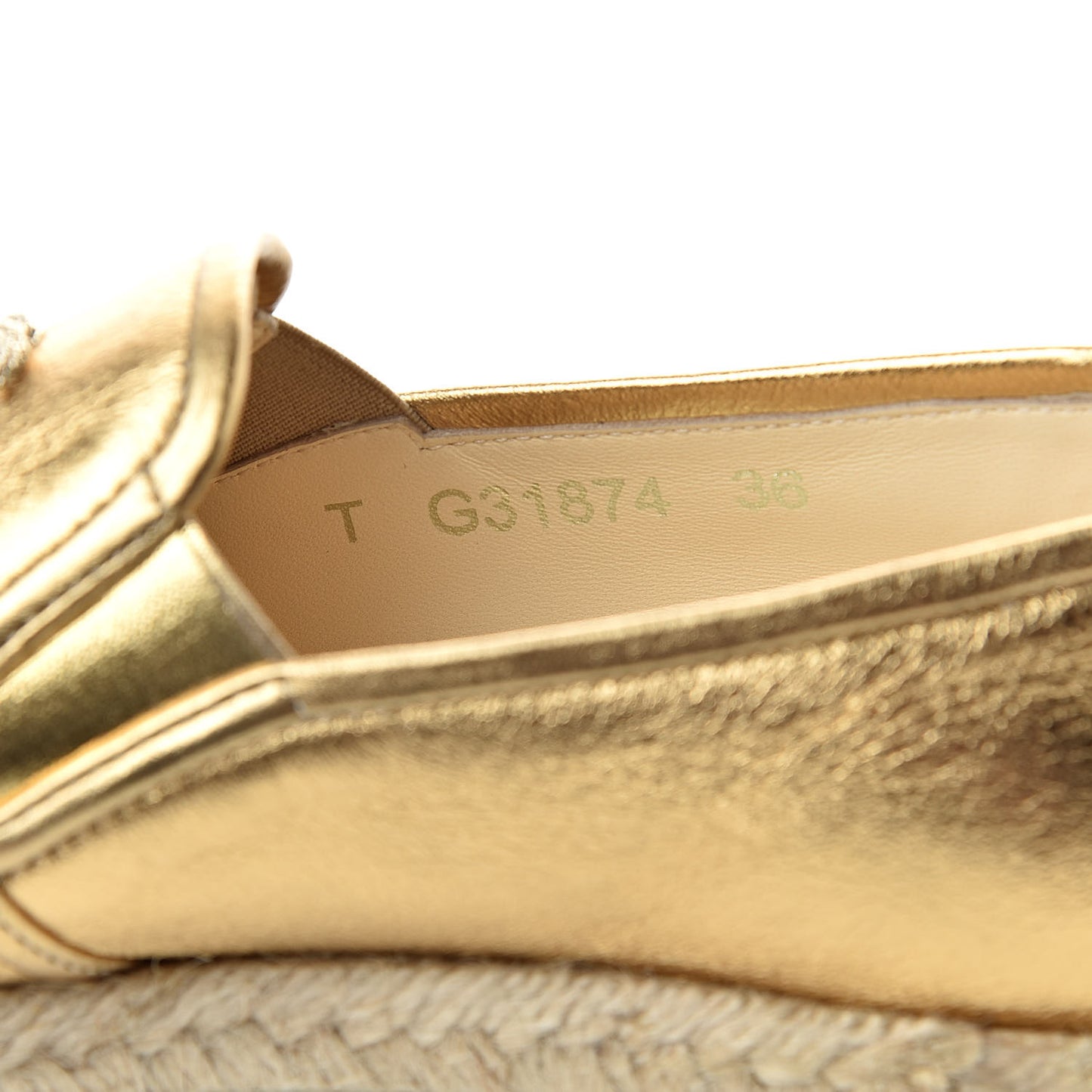 Metallic Lambskin CC Loafers 36 Gold