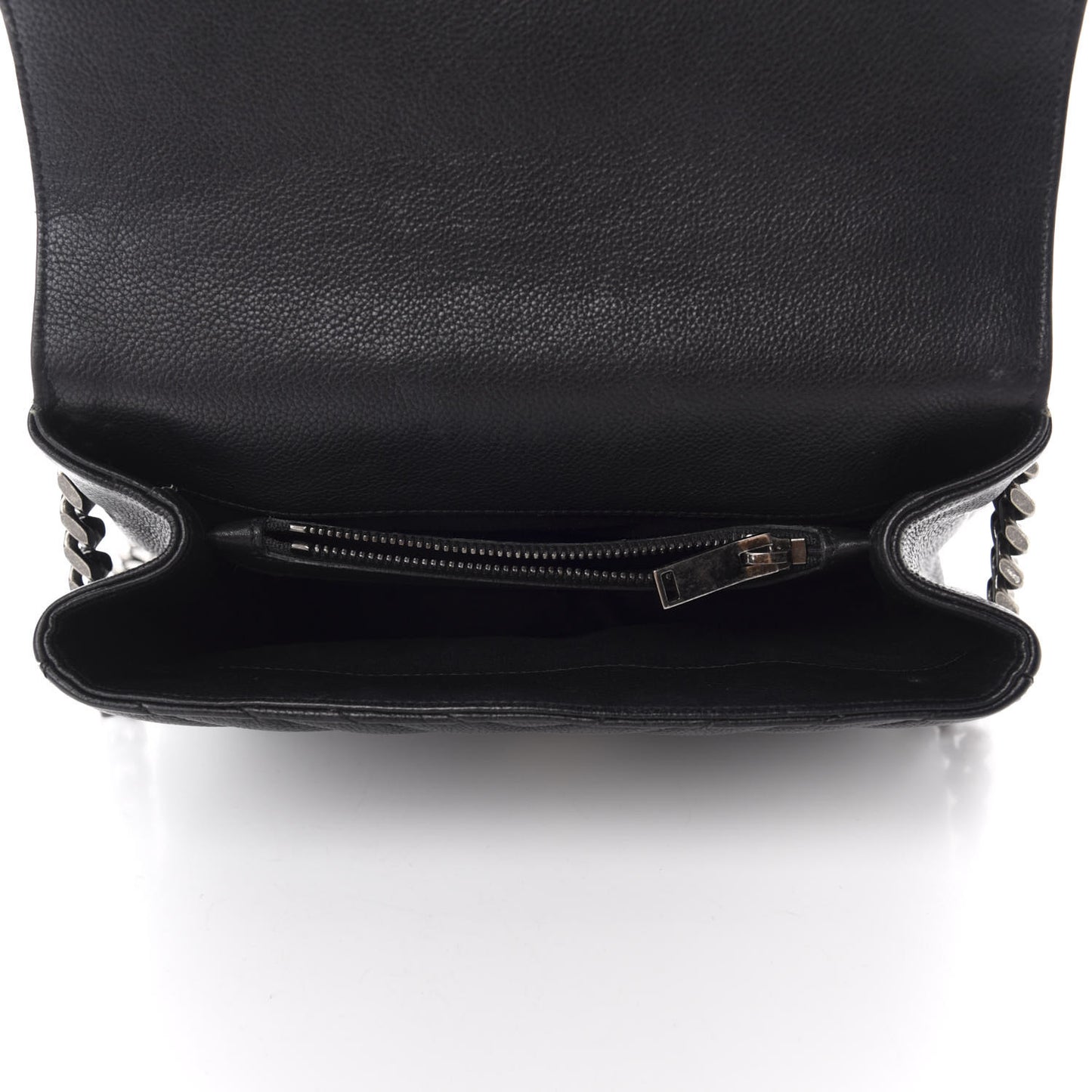 Sheepskin Matelasse Chevron Monogram Medium College Bag Black