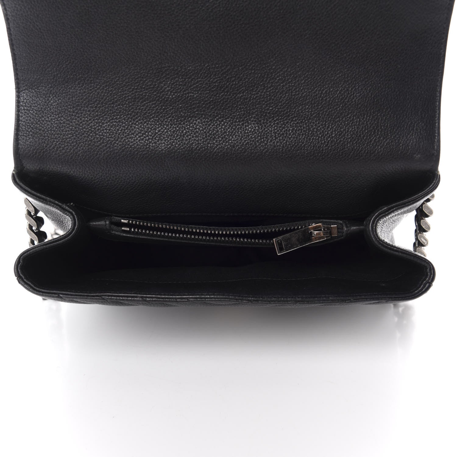 Saint Laurent Sheepskin Matelasse Chevron Monogram Medium College Bag Black 5 of 18