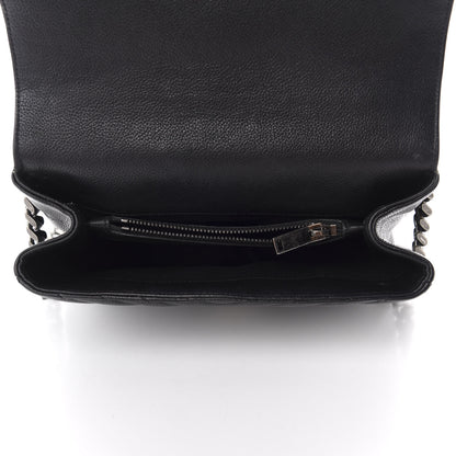 Saint Laurent Sheepskin Matelasse Chevron Monogram Medium College Bag Black 5 of 18