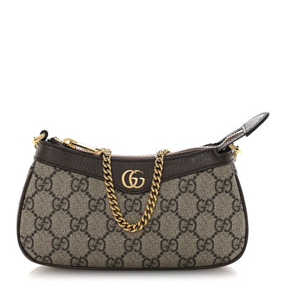 Gucci GG Supreme Monogram Textured Dollar Calfskin Mini Ophidia Chain Bag Beige Ebony 1 of 10