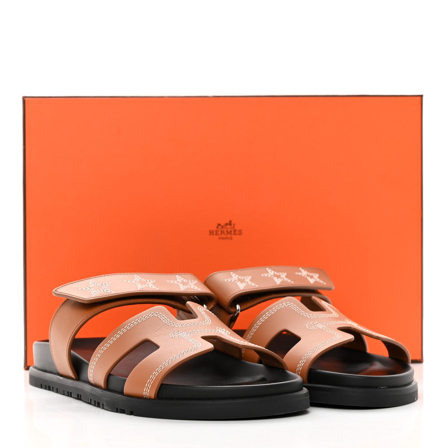 Hermes Calfskin Embroidered Womens Chypre Sandals 38 Natural 16 of 16
