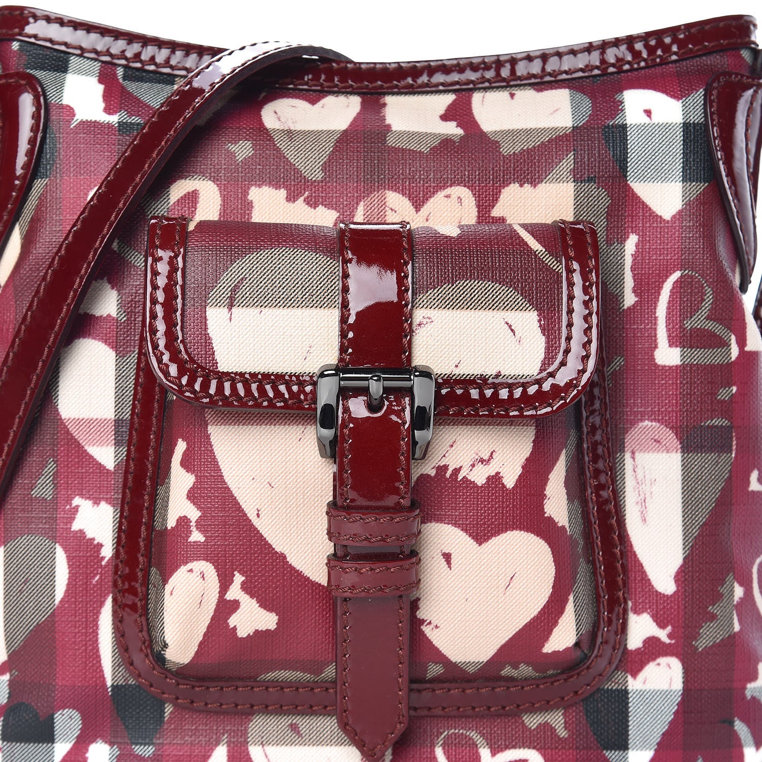 Burberry Nova Check Heart Crossbody Clutch Bag Berry Red 12 of 15