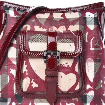Burberry Nova Check Heart Crossbody Clutch Bag Berry Red 12 of 15