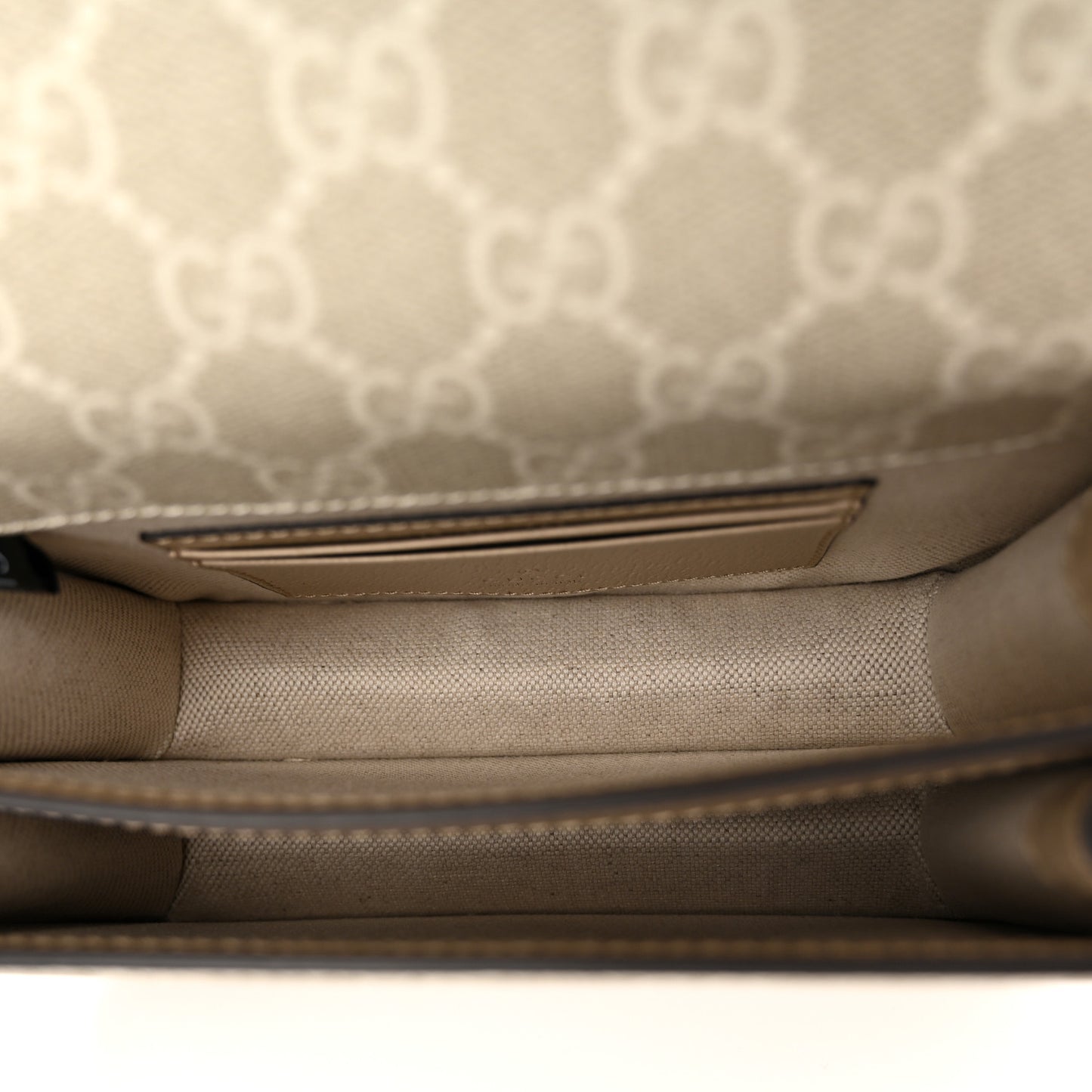 GG Supreme Monogram Textured Dollar Calfskin Mini Retro Interlocking G Flap Shoulder Bag Beige Mystic White Oatmeal