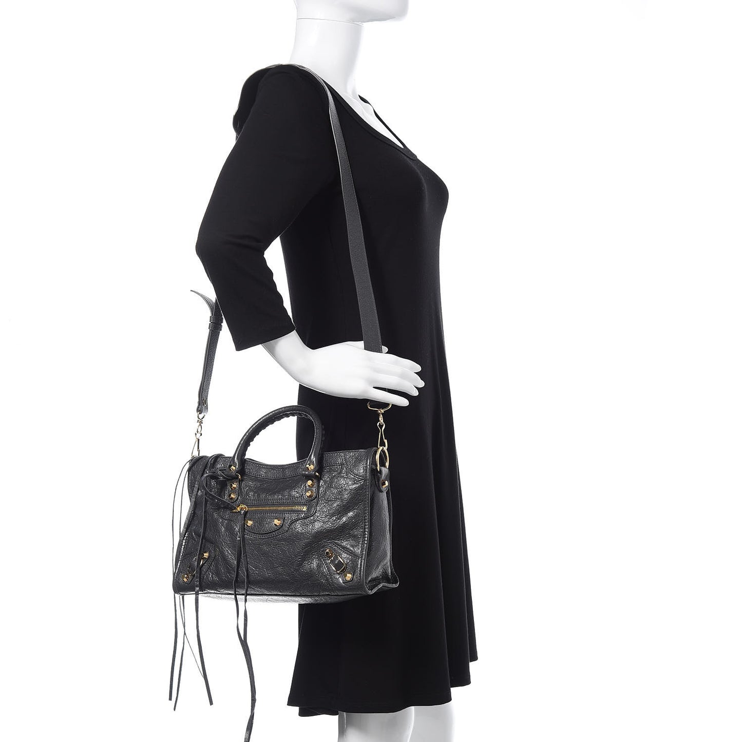 Agneau Classic Gold Hardware S City Gris Fossile