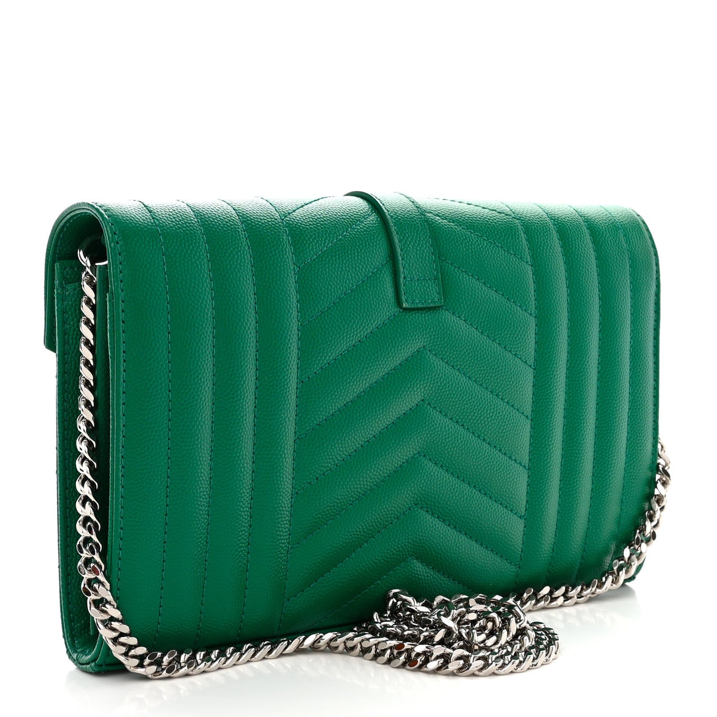 Grain De Poudre Mixed Matelasse Triquilt Monogram Chain Wallet Green Field