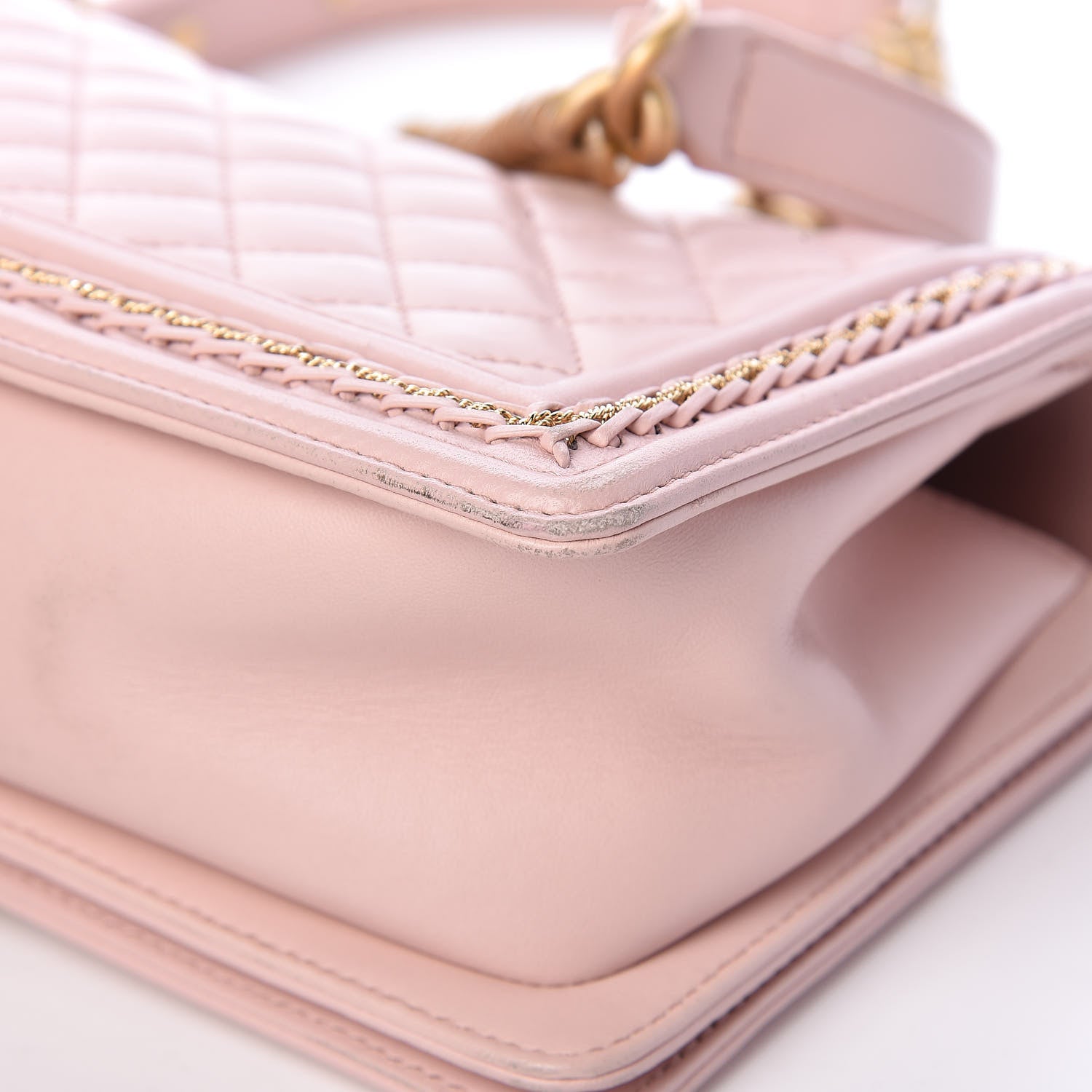 Chanel Lambskin Quilted Medium Chain Detail Boy Flap Light Pink 11 of 19