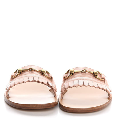 Gucci Malaga Kid Fringe Horsebit Slide Sandals 36 Perfect Pink 2 of 8