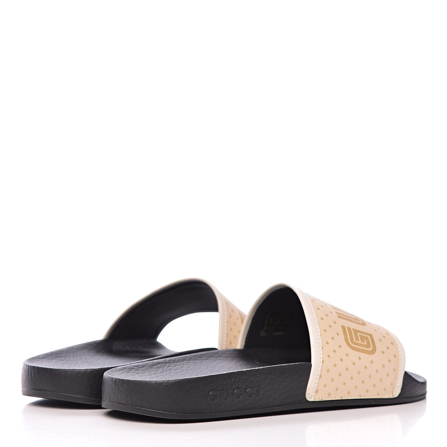 Gucci X SEGA Supreme Canvas GUCCY Stars Womens Slide Sandals 40 Mystic White Gold 4 of 10