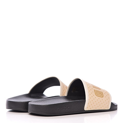 Gucci X SEGA Supreme Canvas GUCCY Stars Womens Slide Sandals 40 Mystic White Gold 4 of 10