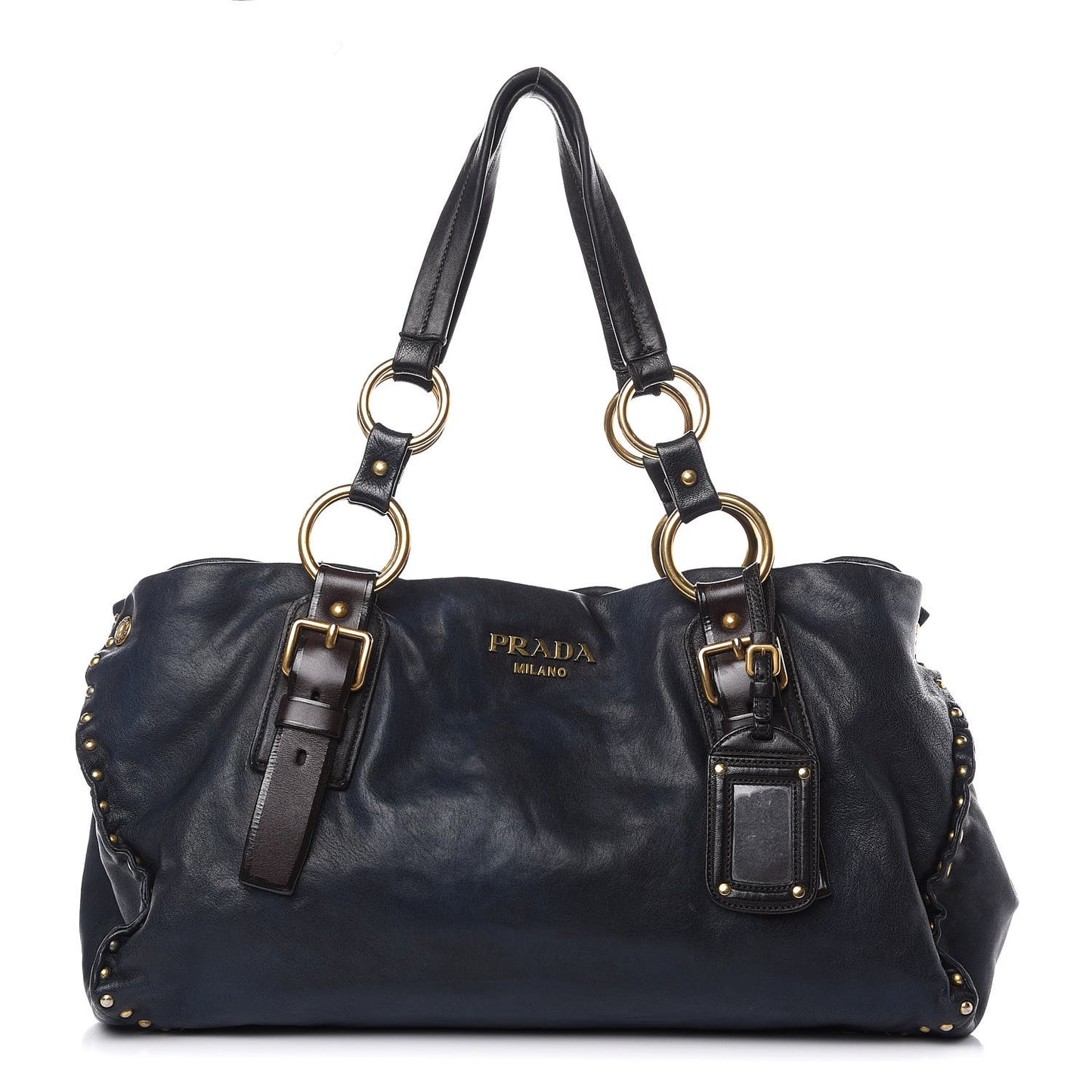 Nappa Studded Aviator Shopping Tote Blue