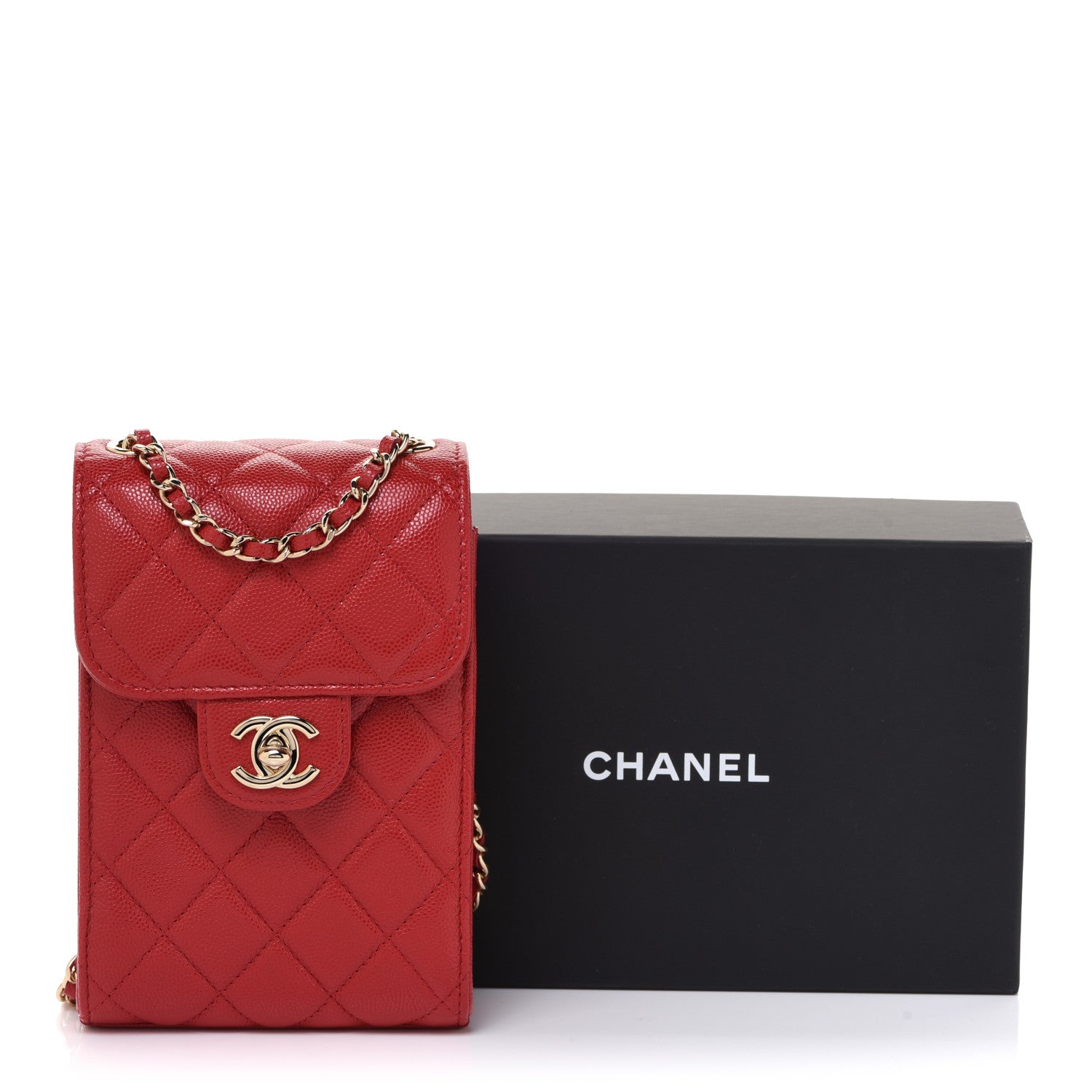 Chanel Caviar Quilted Classic Phone Holder Red 9 of 9