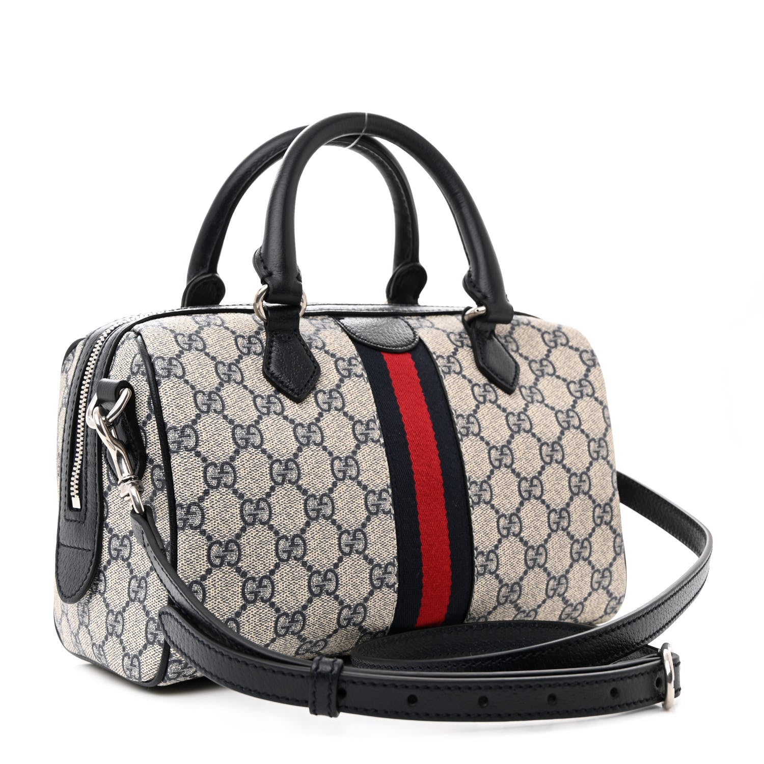Gucci GG Supreme Monogram Web Small Ophidia Top Handle Bag Beige Blue 3 of 10