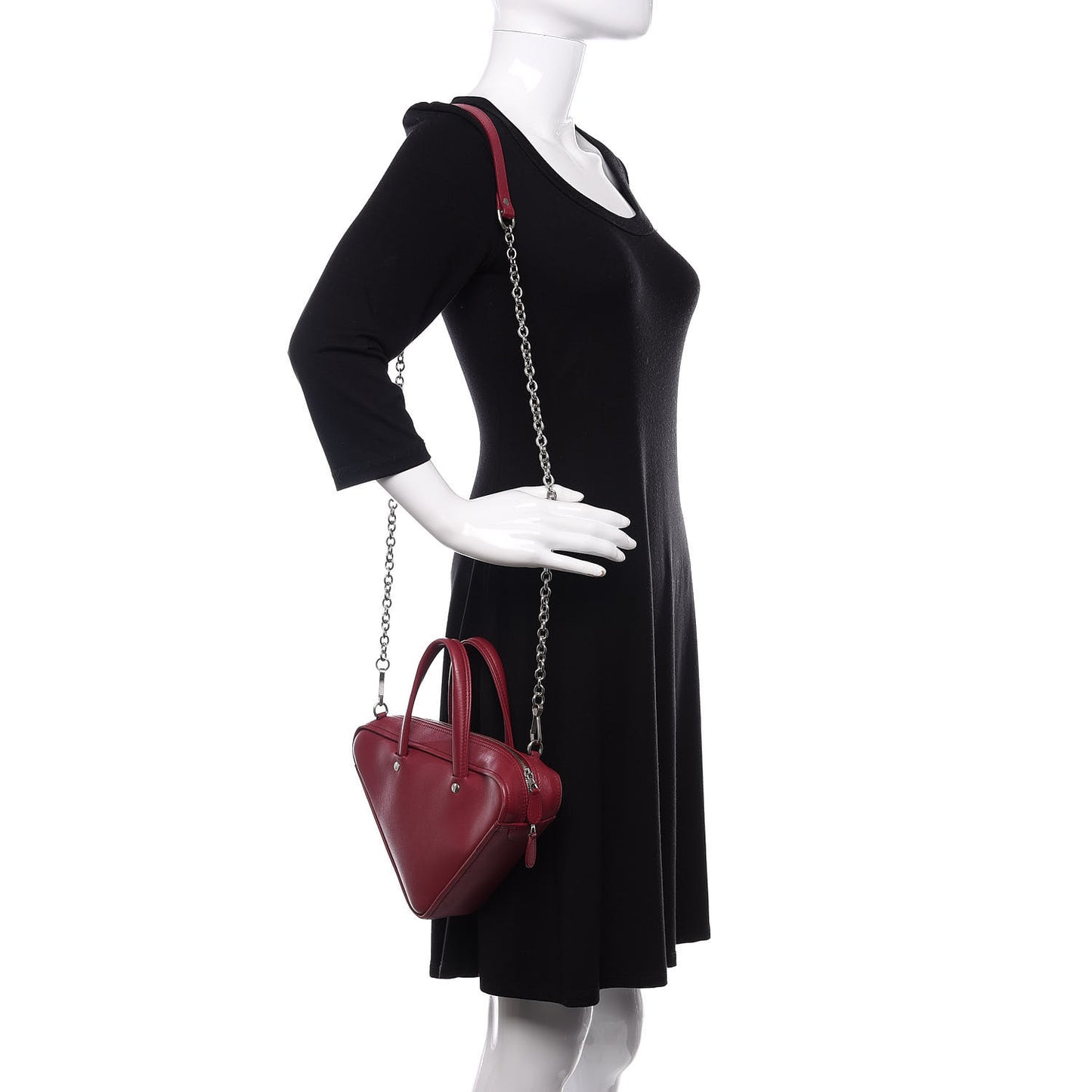 Shiny Day Calfskin XS Triangle Chain Duffle Rouge Grenat