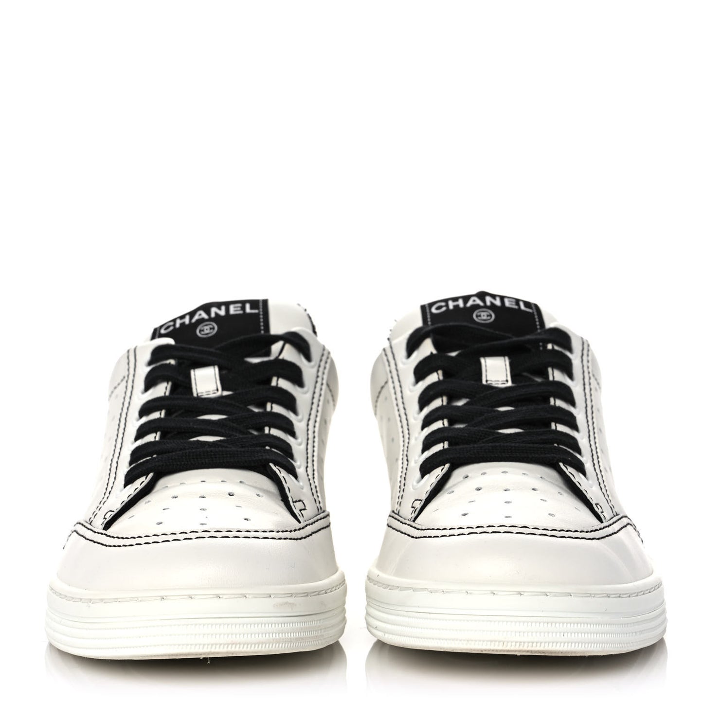 Calfskin Womens Logo Sneakers 38 White