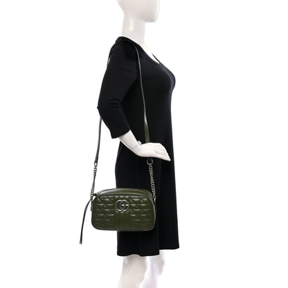 Gucci Calfskin Matelasse Aria Small GG Marmont Chain Shoulder Bag Military Wood 2 of 10