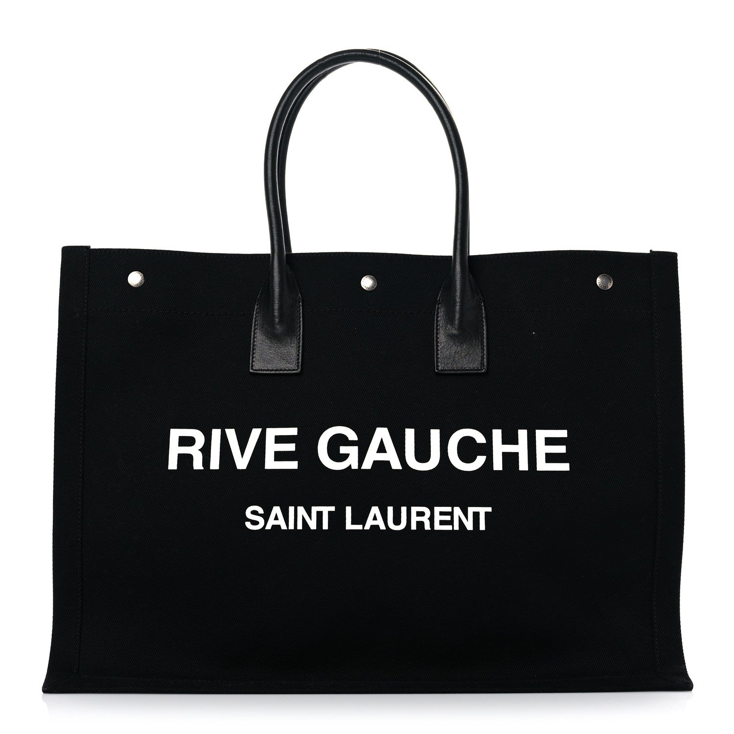 Saint Laurent Linen Calfskin Rive Gauche Tote Black 1 of 14