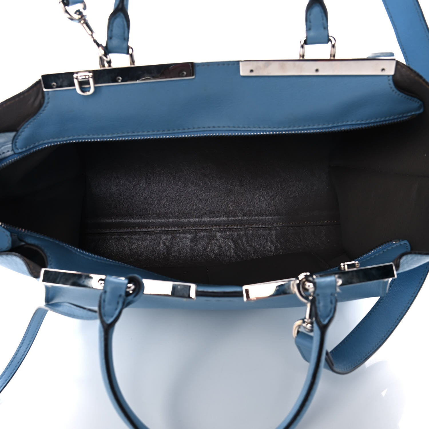 Fendi Vitello Dolce Croc Tail Petite 3Jours Tote Light Blue 5 of 16