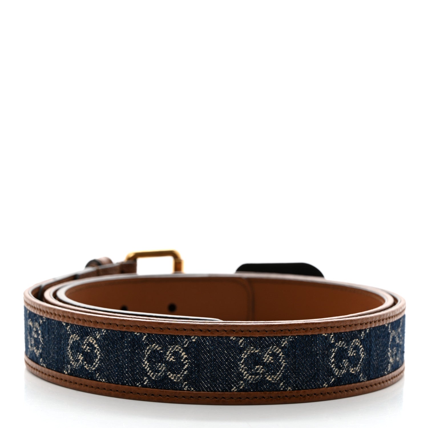 Gucci New Denim GG Monogram Dollar Calfskin Belt 100 40 Blue Tea Cuir Epilog 2 of 5