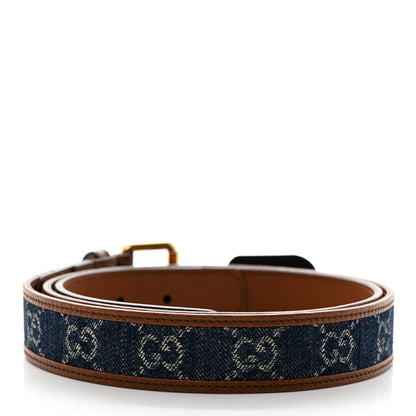 Gucci New Denim GG Monogram Dollar Calfskin Belt 100 40 Blue Tea Cuir Epilog 2 of 5