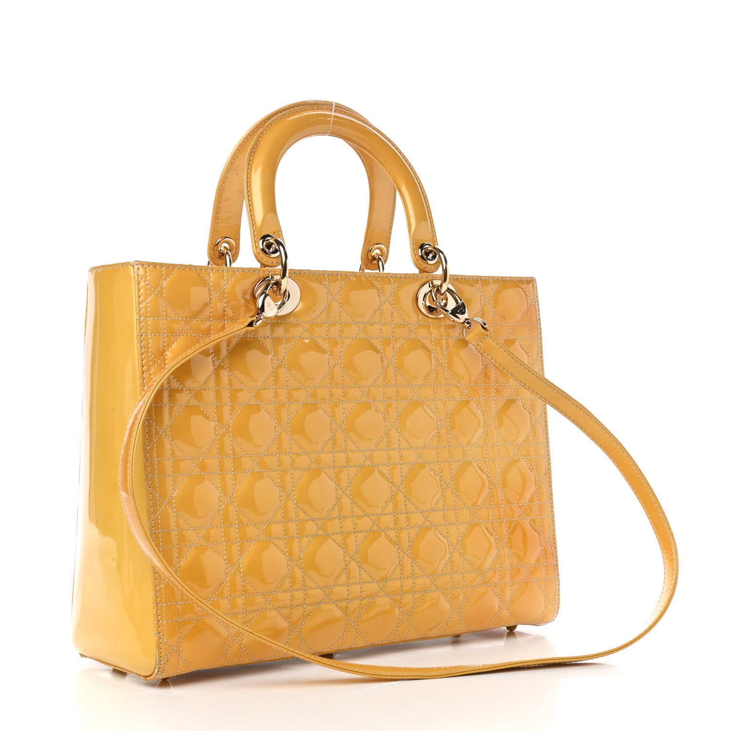 Christian Dior Patent Cannage Large Lady Dior Yellow 3 of 11