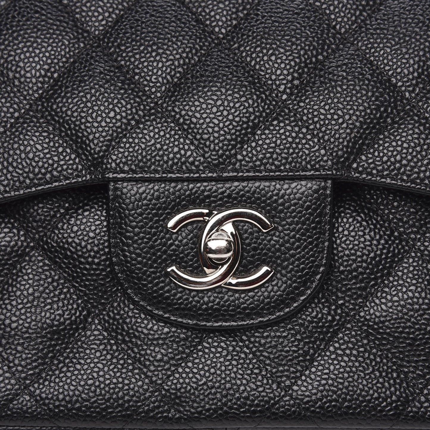 Caviar Quilted Jumbo Double Flap Black