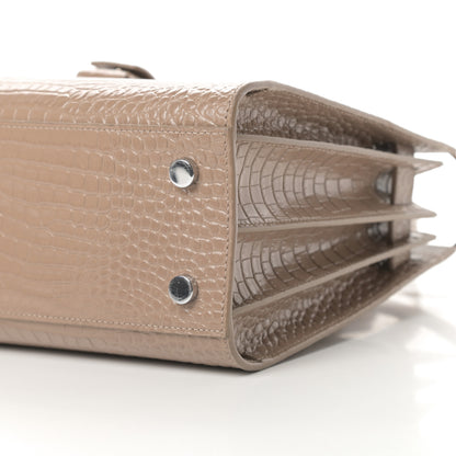 Saint Laurent Calfskin Crocodile Embossed Baby Sac De Jour Brown 10 of 12