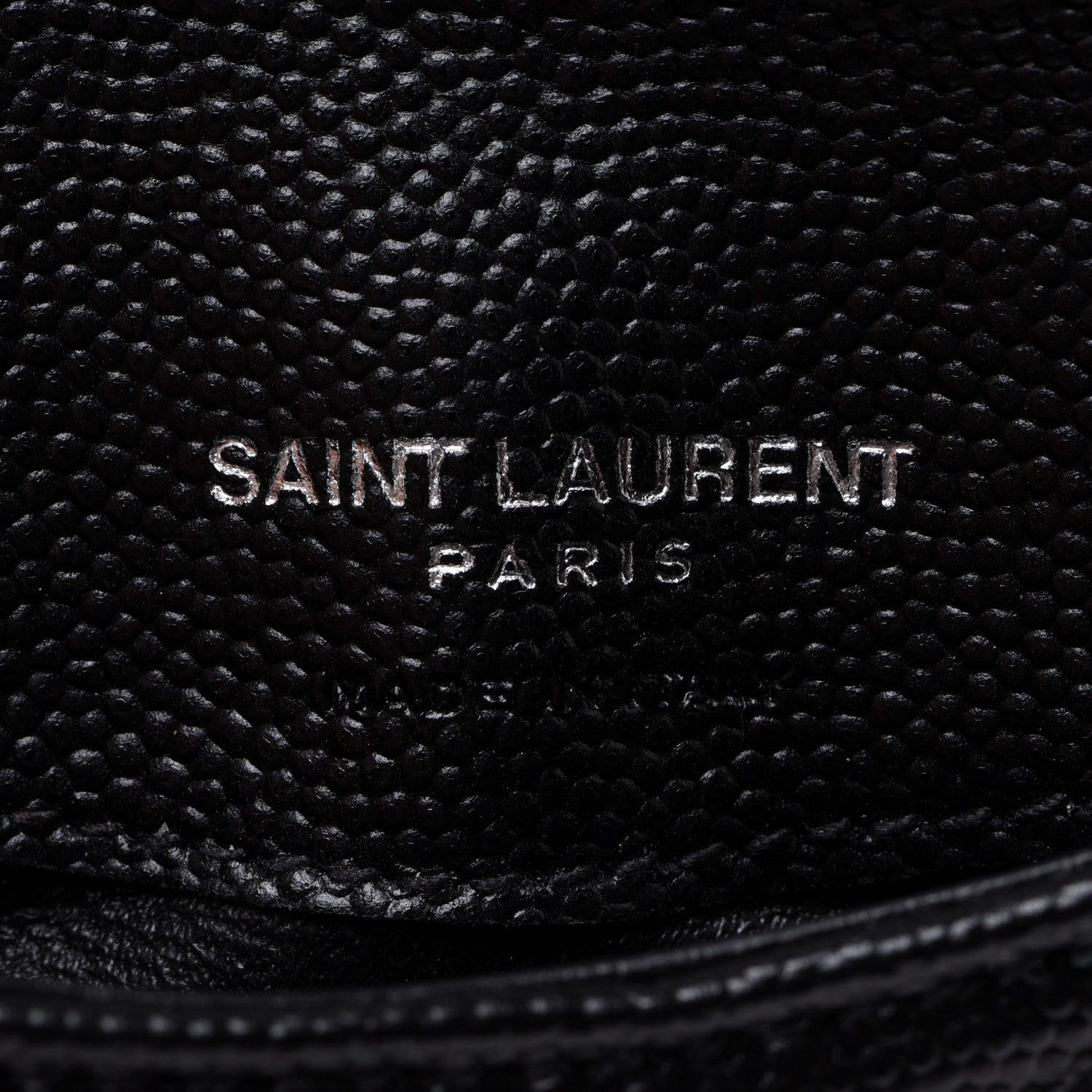 Saint Laurent Grain De Poudre Matelasse Chevron Monogram Compact Wallet Black 6 of 8