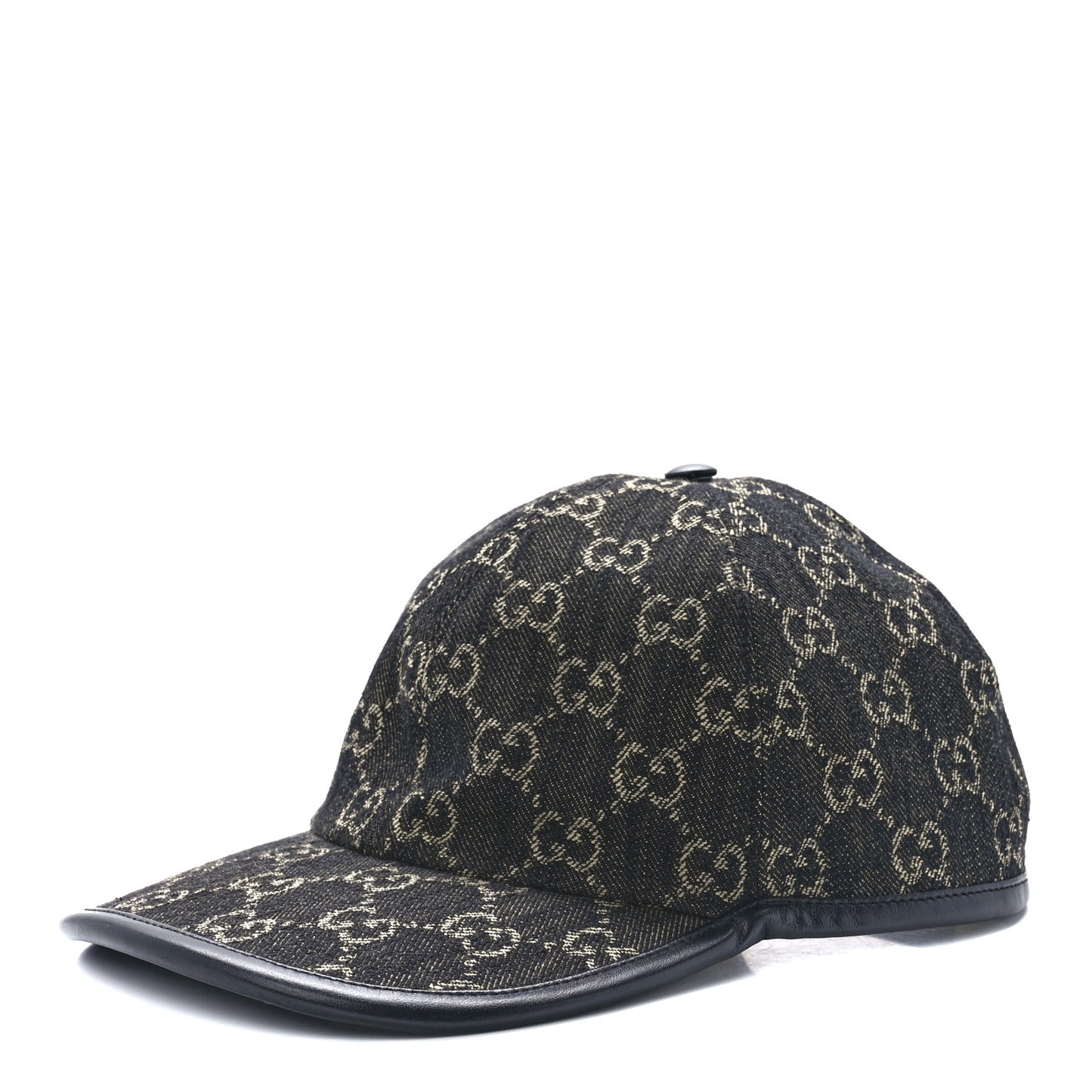 Denim Calfskin GG Monogram Oscar Baseball Hat L Black Ivory