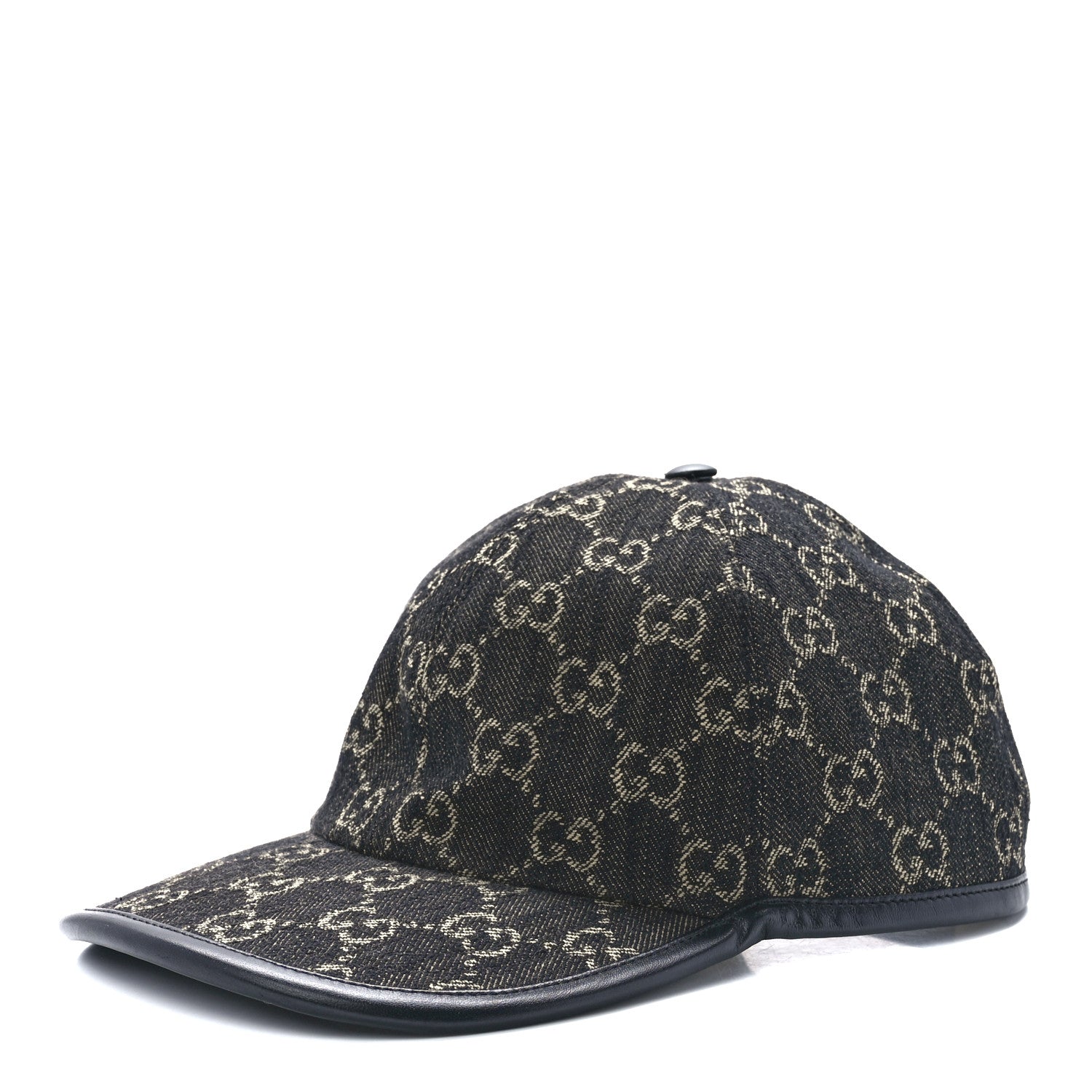 Gucci Denim Calfskin GG Monogram Oscar Baseball Hat L Black Ivory 1 of 9