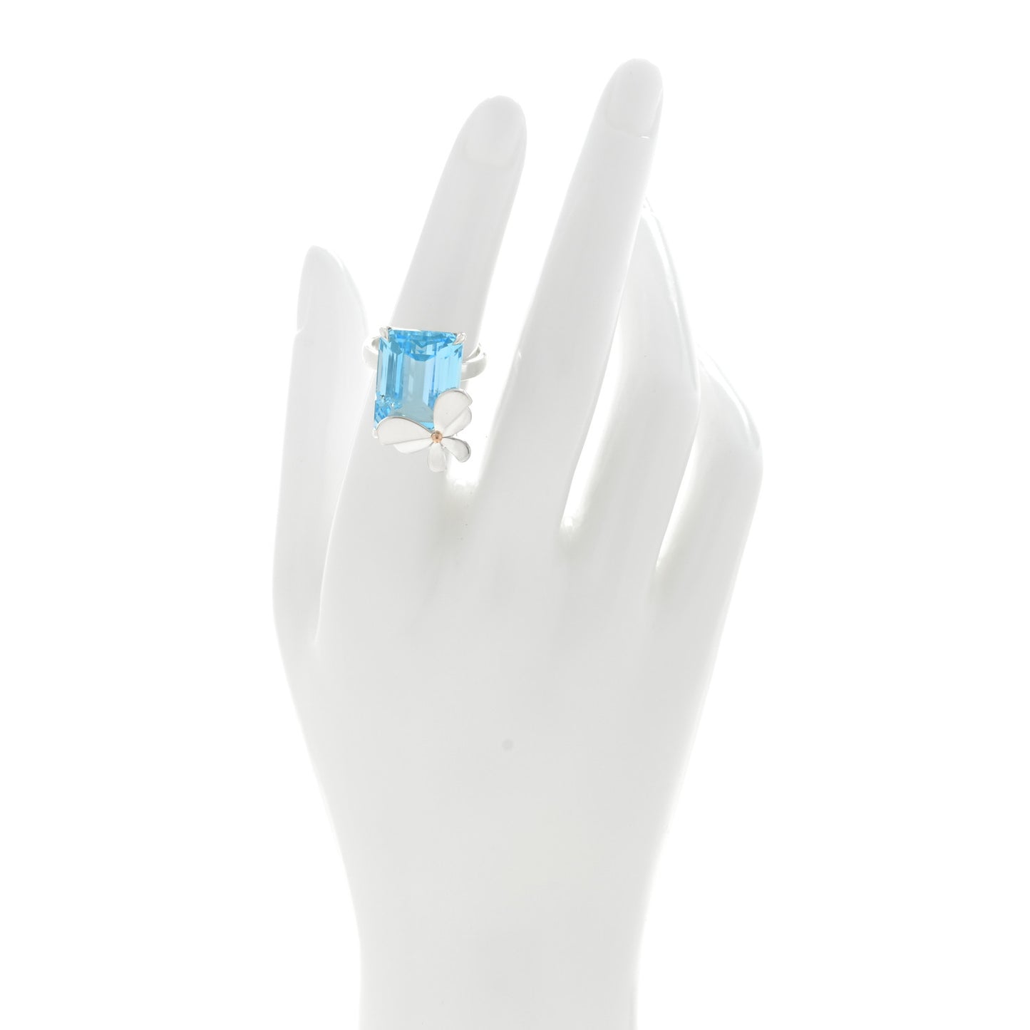 Sterling Silver 18K Rose Gold Blue Topaz Return to Tiffany Love Bugs Butterfly Ring 51 5.75