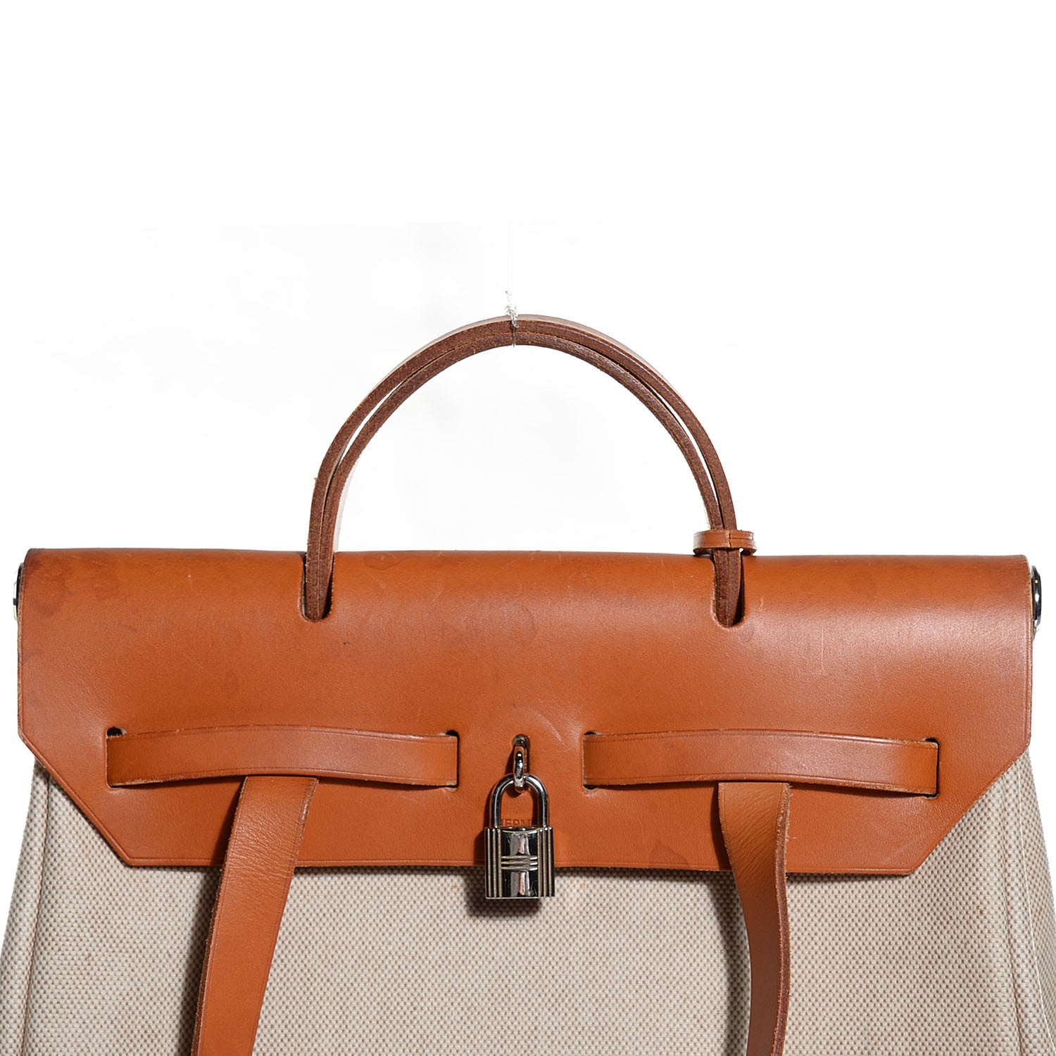 Hermes Toile Vache Calfskin Herbag 30 PM Backpack Natural 11 of 15