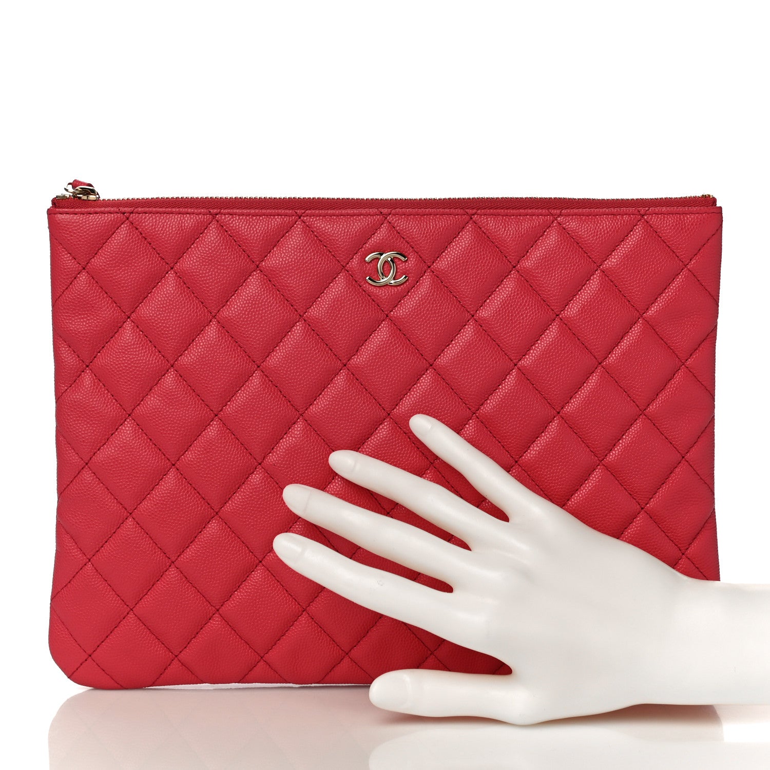 Chanel Caviar Quilted Medium Cosmetic Case Dark Pink 2 of 11