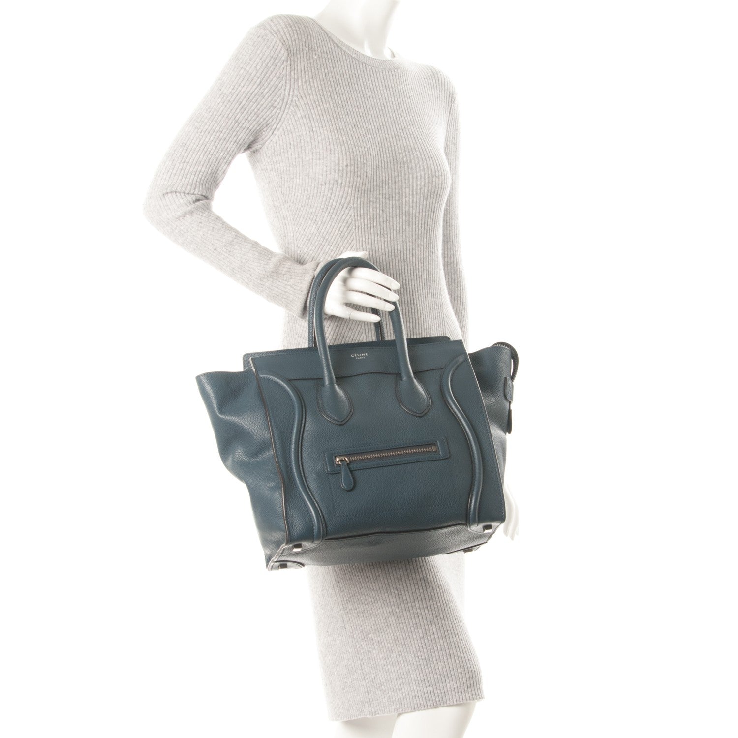 Celine Drummed Calfskin Mini Luggage Orage 2 of 8