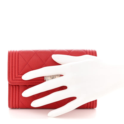 Chanel Caviar Quilted Medium Boy Flap Wallet Red 2 of 8