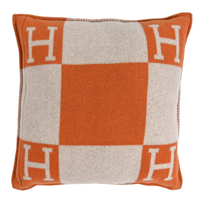 Hermes Wool Cashmere Avalon Pillow PM Ecru Potiron 2 of 3
