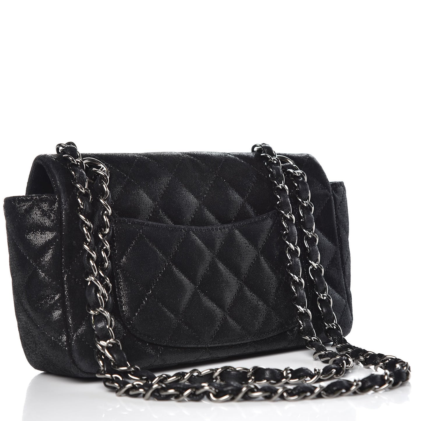 Sequin Goatskin Crystal CC Mini Flap Black