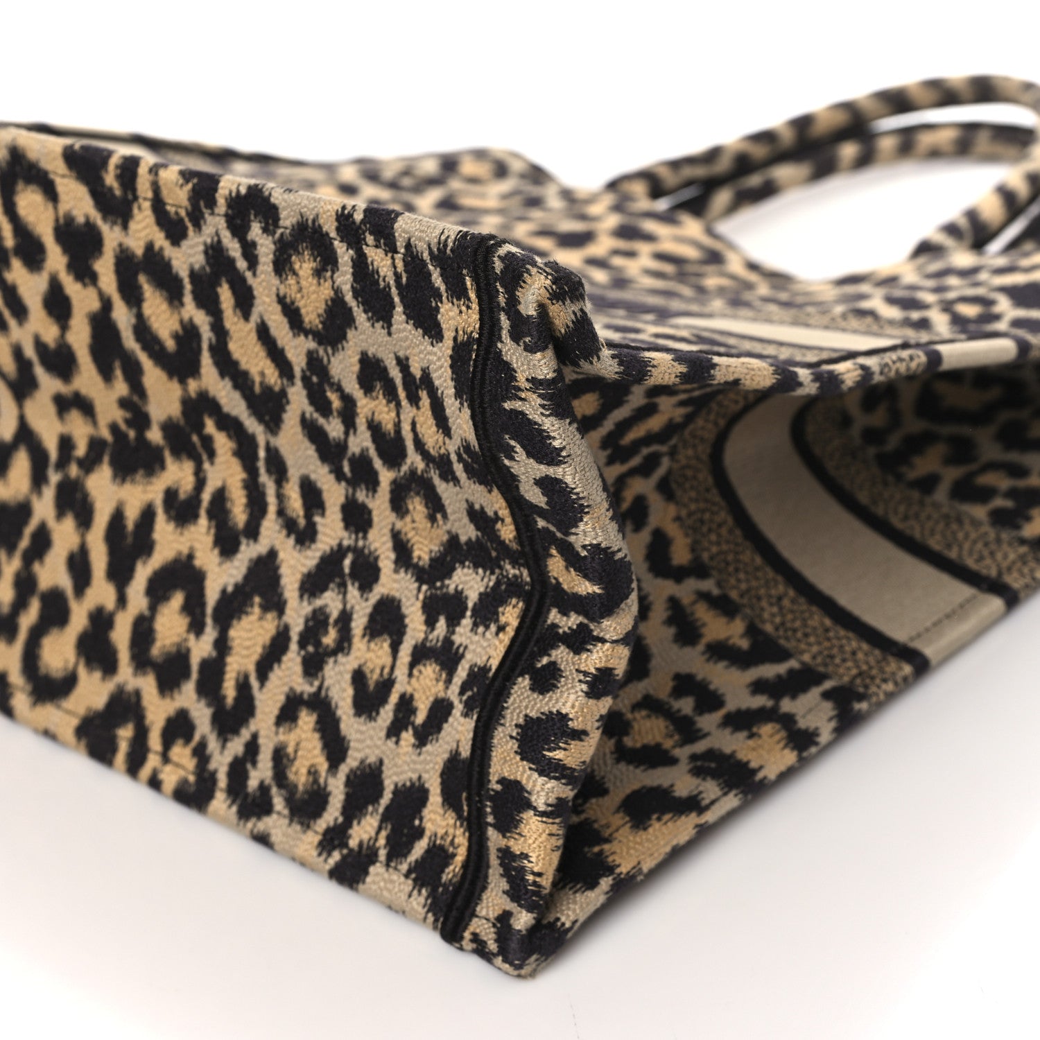 Christian Dior Canvas Mizza Embroidered Large Leopard Book Tote Beige 10 of 10