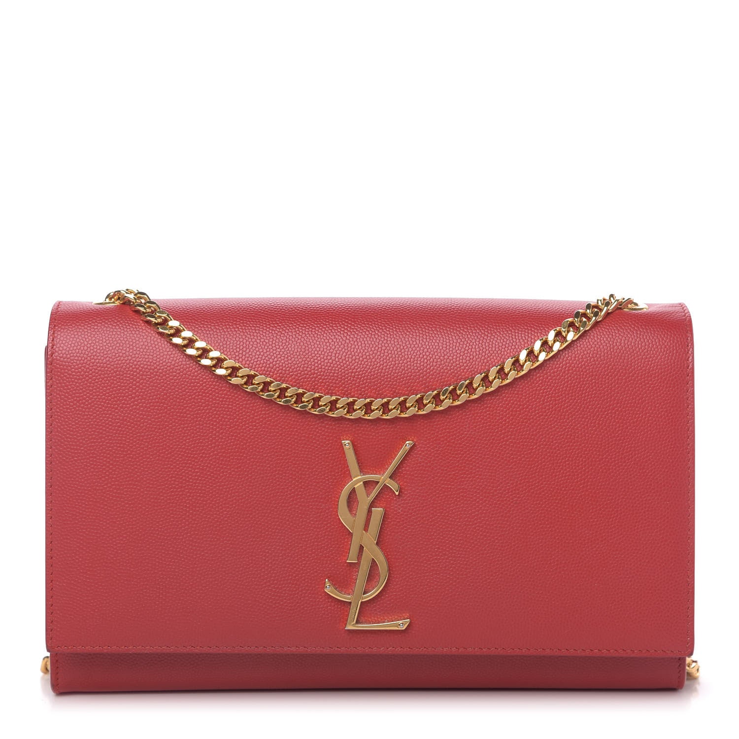 Saint Laurent Grain De Poudre Medium Monogram Kate Satchel Red 1 of 8