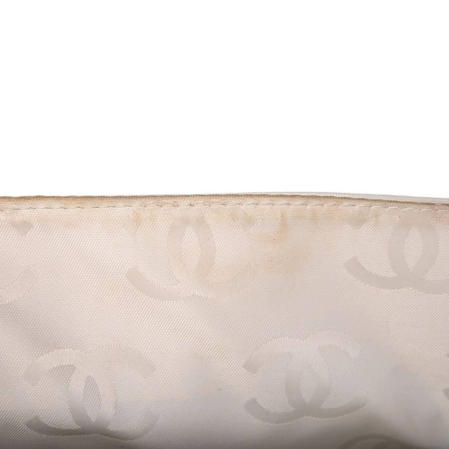 Lambskin Canvas Quilted Top Handle Flap Bag White