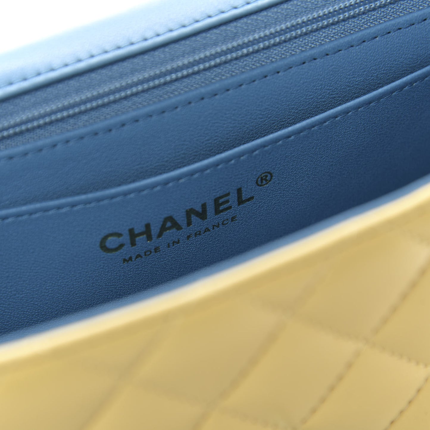 Lambskin Quilted Mini Rectangular Flap Yellow Blue
